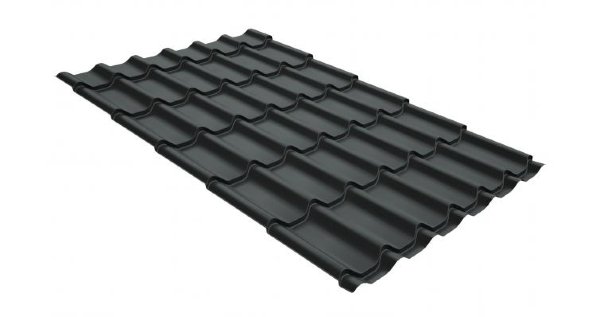 Металлочерепица классик GL 0,5 GreenCoat Pural RR 23 темно-серый (RAL 7024 мокрый асфальт) купить в Ковылкино