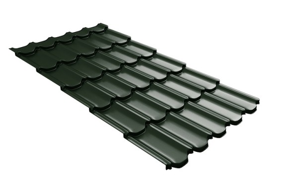 Металлочерепица квинта плюс с 3D резом 0,5 GreenСoat Pural RR 11 темно-зеленый (RAL 6020 хромовая зелень) купить в Ковылкино