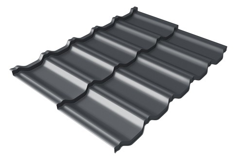 Металлочерепица модульная Квинта Uno Grand Line c 3D резом 0,45 PE RAL 7024 мокрый асфальт купить в Ковылкино